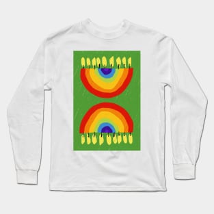 Rainbow Chanukiah Green Print Long Sleeve T-Shirt